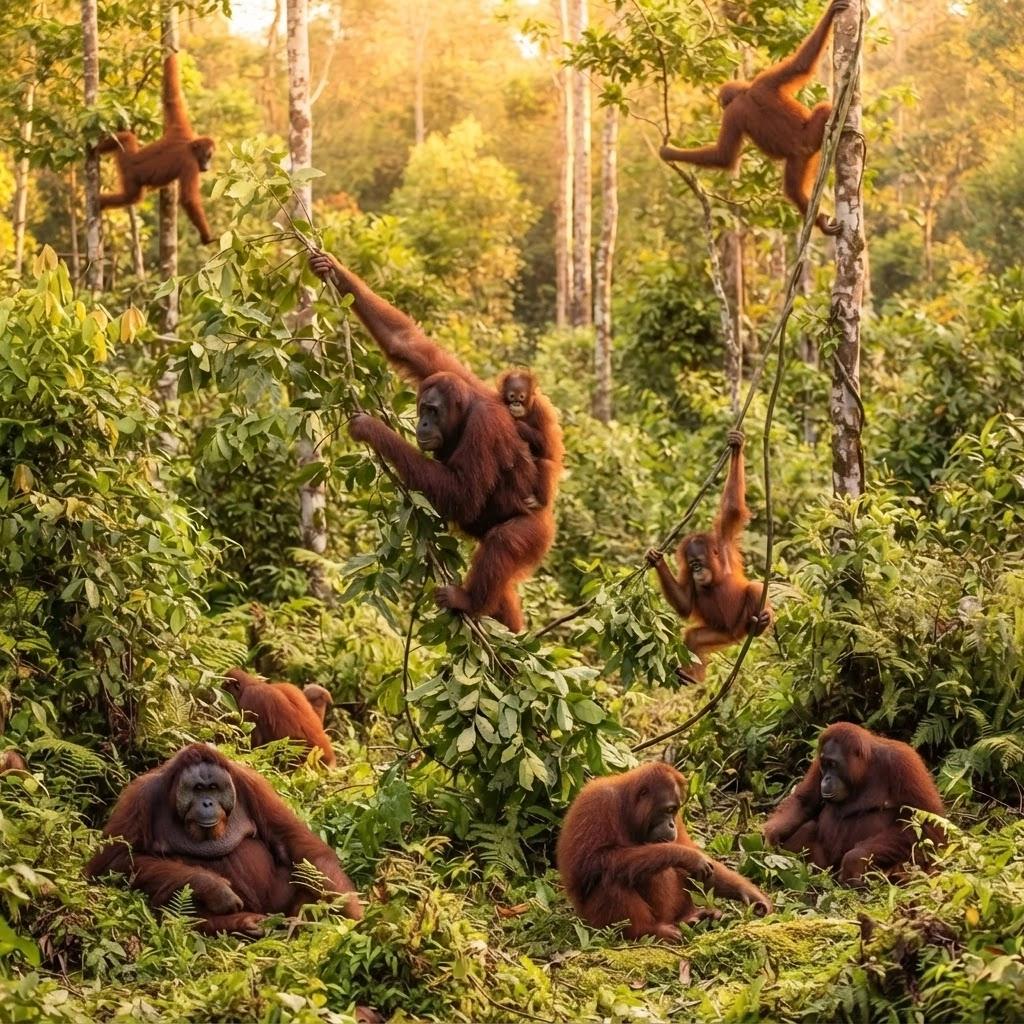Eight orangutans lost their forest to fire. Rescuers found them somewhere safe.