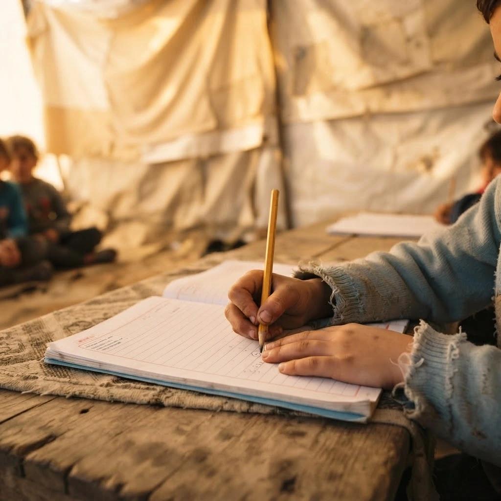 Their classrooms are tents. Their determination to learn hasn't disappeared.